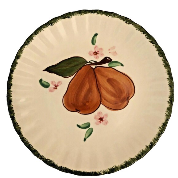 Blue Ridge Handpainted Plates VTG Southern Pottery County Fair w/Fruits Set of 4 - Picture 3 of 11